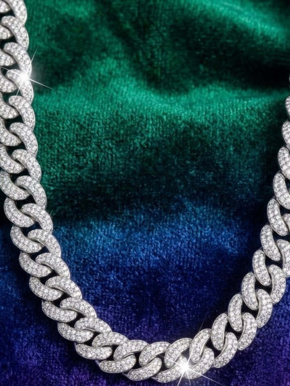 Invicta Silver Diamond Pavé Cuban Link Necklace